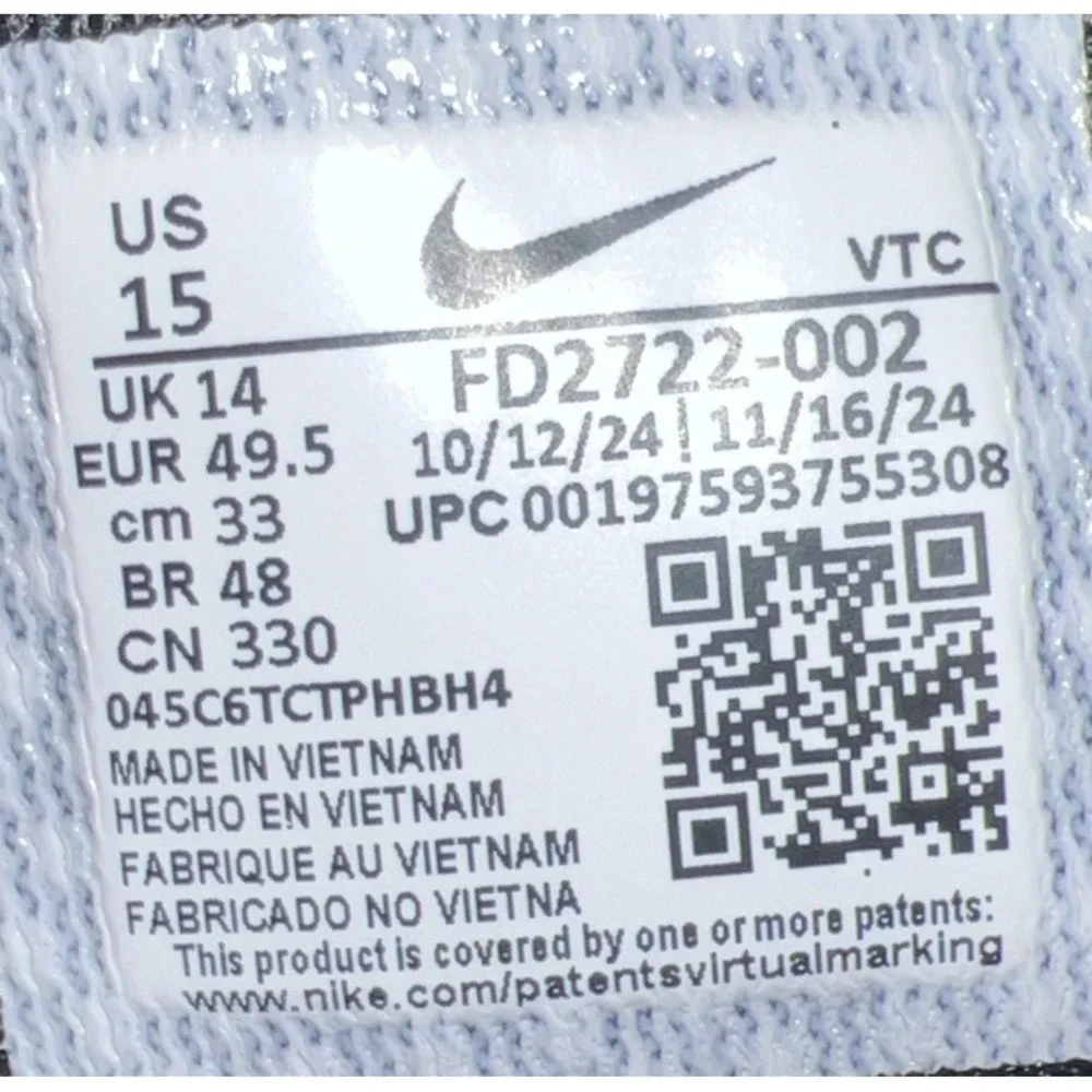 26N30/ Nike Men's Pegasus 41 Black/White Road Running Shoe 2024 NEW Size 15